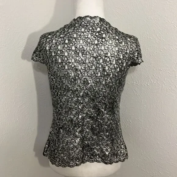 ALBERTO MAKALI Women's Vest Crocheted Short Sleeve Small - Picture 5 of 7